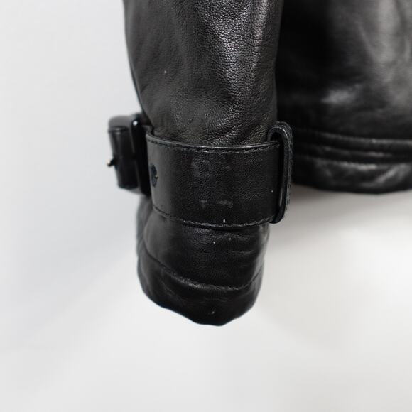 Longhi Black Leather Collared Cargo Utility Moto Biker Jacket Men's 46 Small - Picture 13 of 16